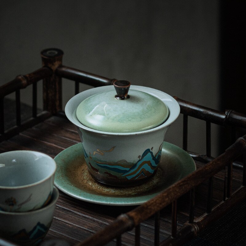 Fu Rushan zuppiera ceramica antica giapponese Gaiwan grande tazza da tè ciotola da cerimonia del tè Kung Fu impostato da tè impostato da tè cina cinese Gaiwan