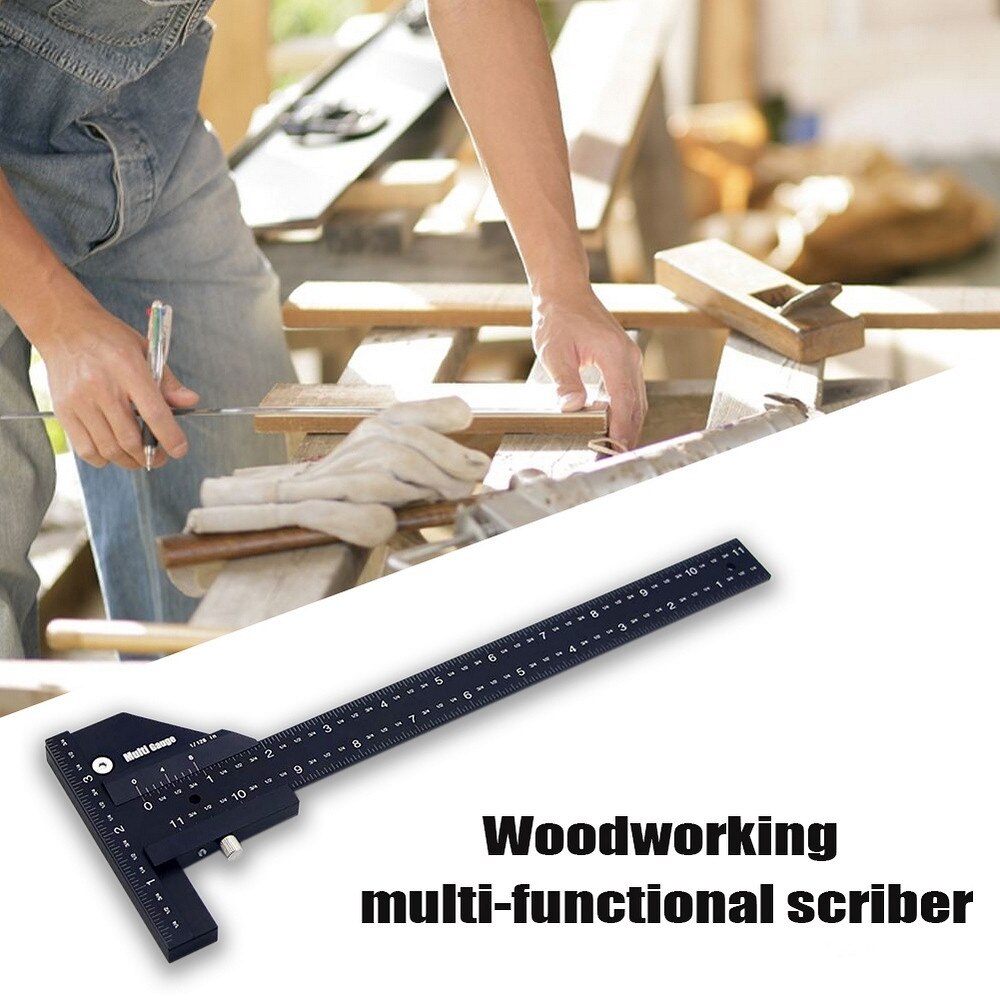 T-shaped Marking Ruler Multifunction Woodworking Marking Tool DIY High-precision T Type Woodworking Gauge Carpenter Rulers Black