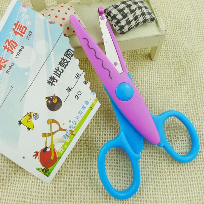 Tijera de encaje, tijeras de Metal y plástico DIY para álbumes de recortes, foto, colores, tijera, papel, encaje, diario, decoración con 5 Patrones