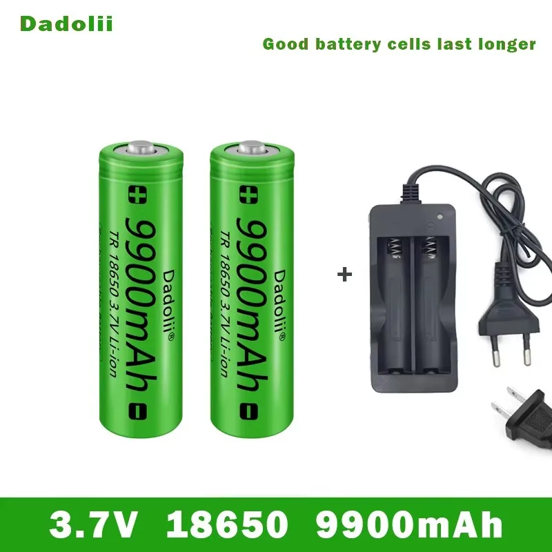 18650 Battery Rechargeable Battery 3.7V 18650 9800mAh Capacity Li-ion Rechargeable Battery For Flashlight Torch Battery+Charger: GRAY