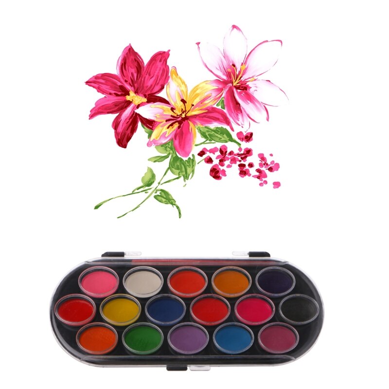 16pz impostato di pennelli per tavolozza dell'acquerello vassoio per pittura disegno artigianale arte mini regalo per bambini G8TB