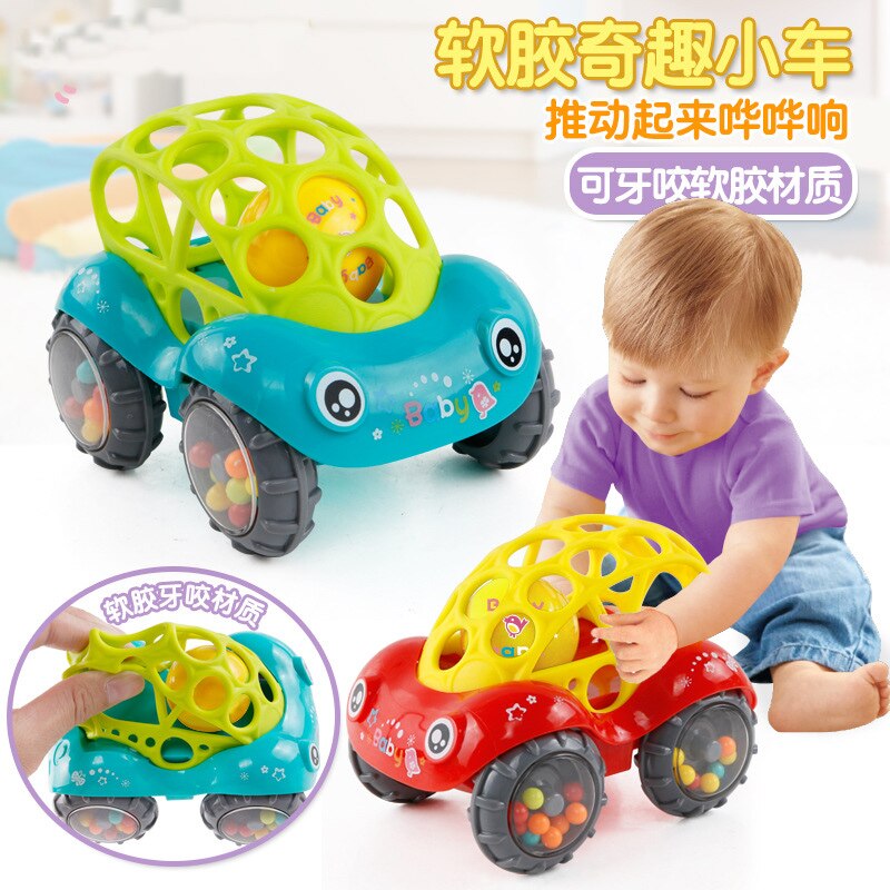 Baby Auto Bel Ringen Grip Soft Speelgoed baby Guttapercha Hand Catching Bal 0-3 maanden Kleur ballen Binnen Wielen maken geluid