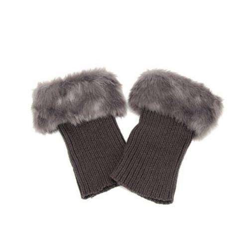Mulheres Inverno Cor Sólida Curto Knit Polainas Bota Socks Toppers Punhos Macios presentes de Natal термоботинки beenwarmers dames: Dark Gray