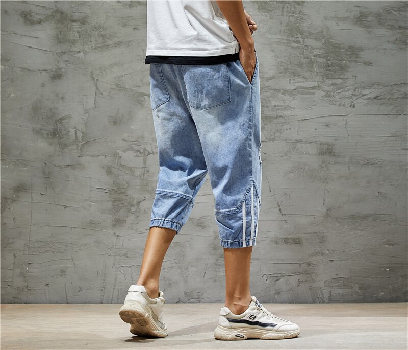 Sommer mænds læglange korte jeans afslappet løse elastiske denimshorts tøj til mænd ,y877