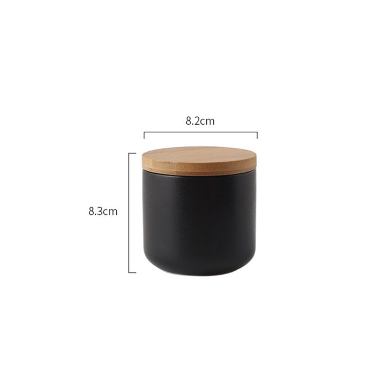 nordisch küche weiß schwarz versiegelt keramik lagerung Krug würzen Krug Container, salz lagerung flasche mit holz deckel kaffee Tee Krug: Schwarz S