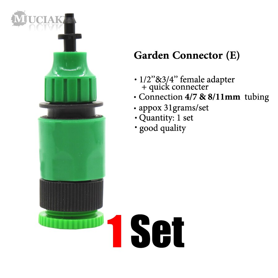 MUCIAKIE-Adaptador de acoplamiento de agua para jardín, conector rápido para grifo de riego de 1/2 '', 3/4'', 1 'a manguera de 8/11 4/7mm, 9 tipos: E x AB240CL
