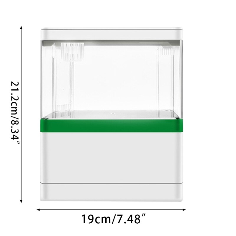 D08D Acrylic LED Aquarium Kit 1.5L Desktop Mini Fish Tank with Filtration &amp; LED Lighting Hidden Phone Bracket USB Charging