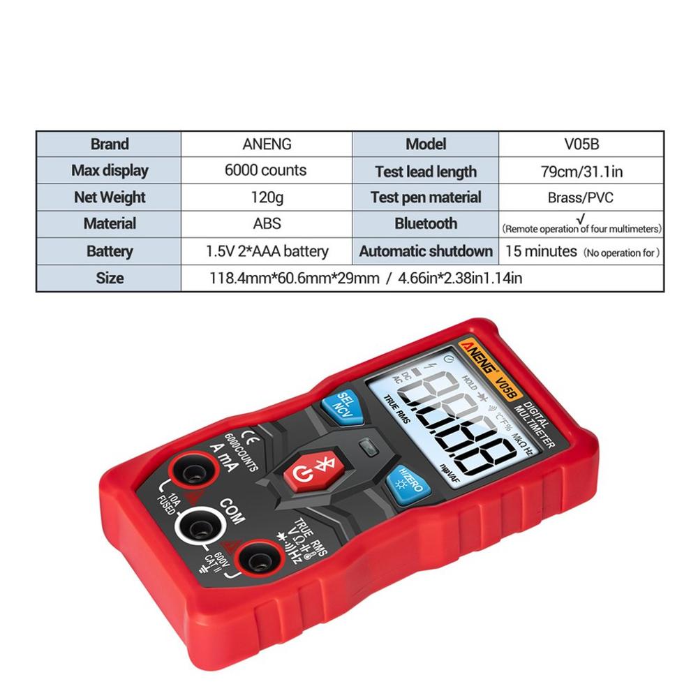 V05B Digital 6000 Counts Analog Multimeter AC/DC Currents Voltage Mini Testers True RMS Bluetooth Multimetro