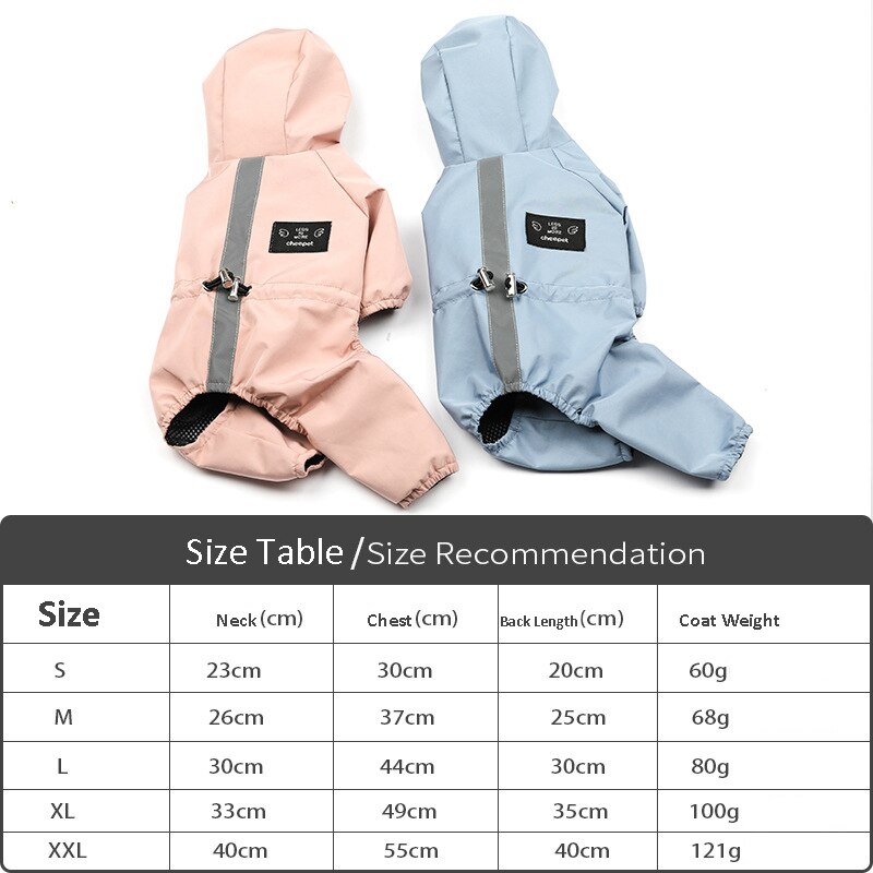 Ropa impermeable para perro mascota, reflectante, impermeable, mono, resistente al agua, abrigo de lluvia para perros pequeños y grandes