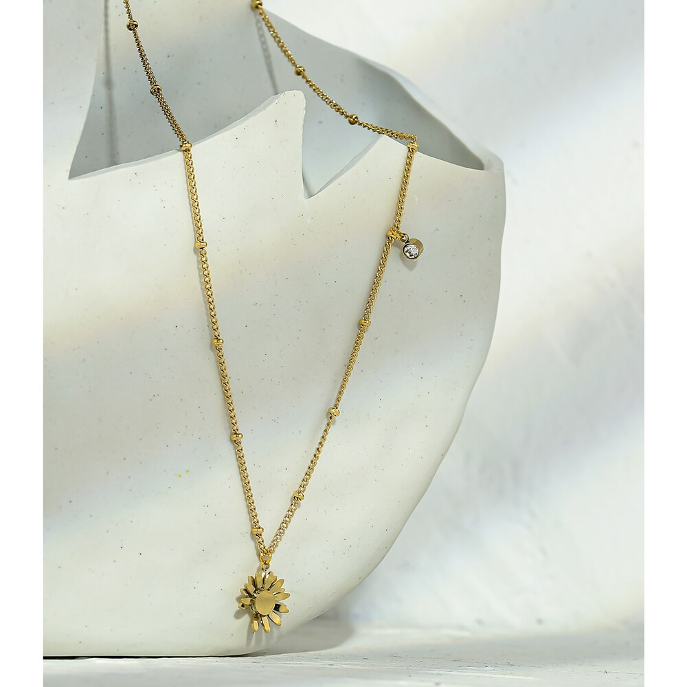 Yhpup 316 in Acciaio Inox Pendente Del Fiore Ciondola Collana in Oro 2020 Gioielli Alla Moda per le Donne di Modo Banale Della Collana Del Collare