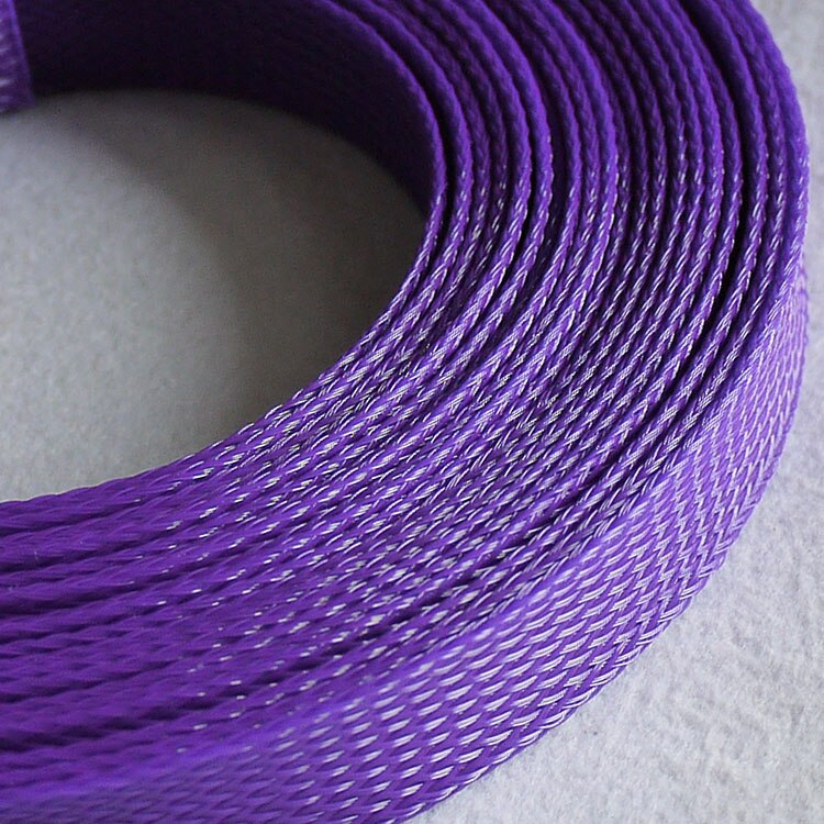 Manchon de fil tressé pour animaux de compagnie violet 3 4 6 8 10 25mm étanche haute densité Protection de câble isolé couleur unique extensible