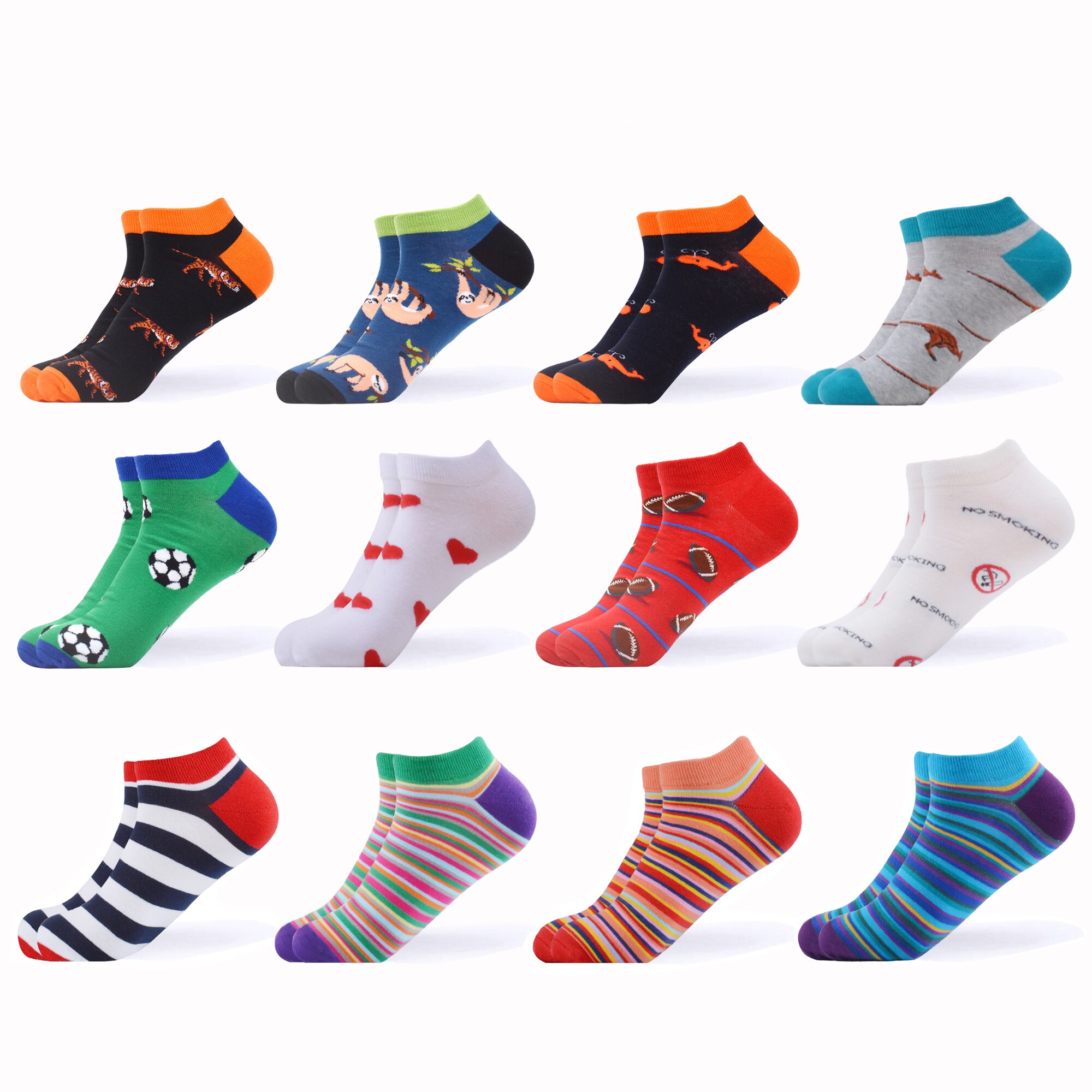 SANZETTI – chaussettes courtes à carreaux en coton peigné pour femmes, 12, nouveauté, colorées, décontractées, Harajuku, tendance paires/lot: B06227