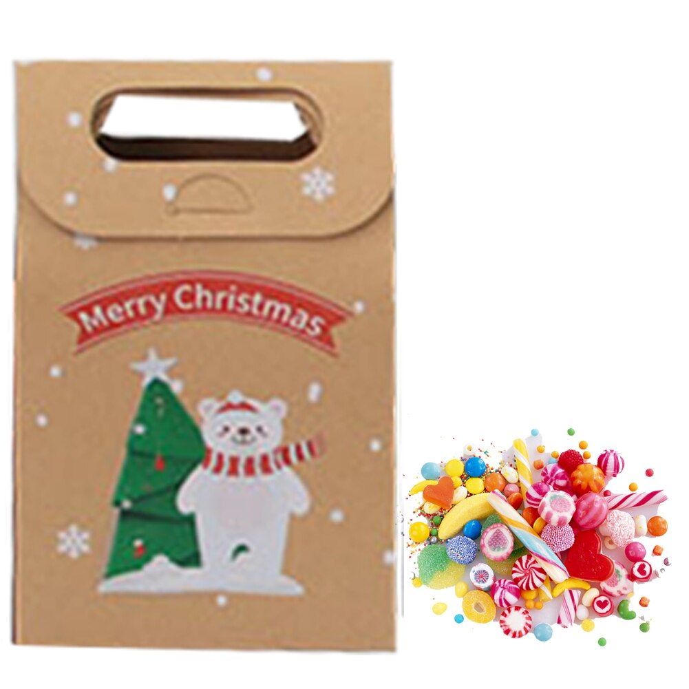 24pcs/set Christmas Party Storage Box Craft Paper Presents Candies Festival Cookies Printed Wrapping Bags Reusable Handheld