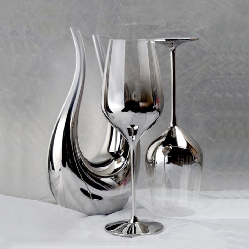 Copa de vino tinto galvanizado de , copa de cristal gris, copas de champán de cristal, vasos de de hotel, de boda