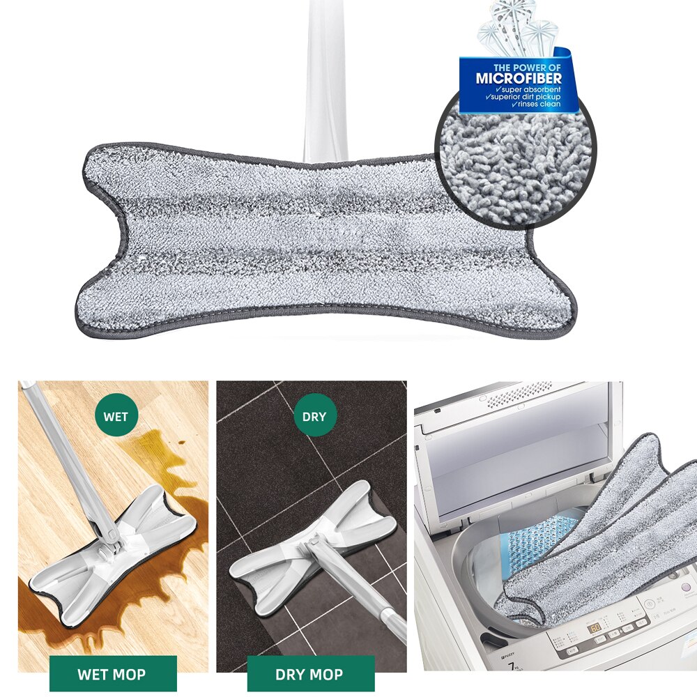 Balai serpillière plat en microfibre de Type X avec tampons de rechange, outil de nettoyage de sol à essorage facile