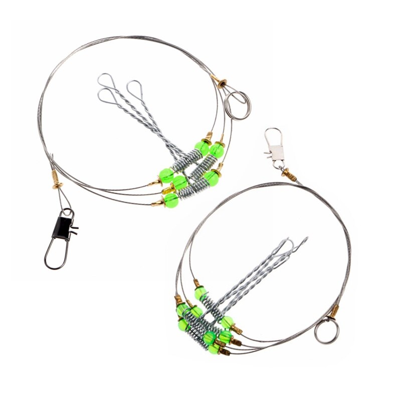 10 Pcs Fishing Hooks Anti-Winding Swivel String Sea Fishing Hook Steel Rigs Wire Leader Fish Hooks (5 Pcs 4 Steel Wires &amp; 5 Pcs: Default Title