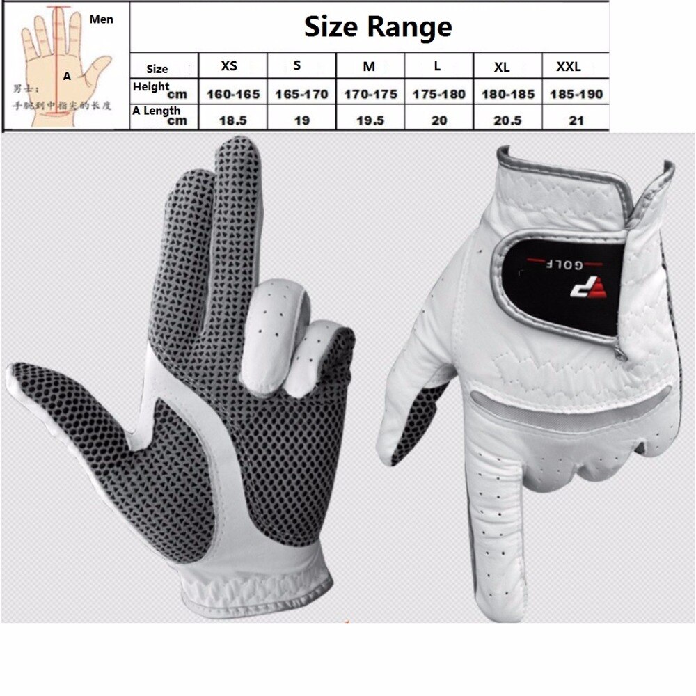 Sport herr golfhandske halkfritt läder storlek s,m,l,xl,xxl engångspris