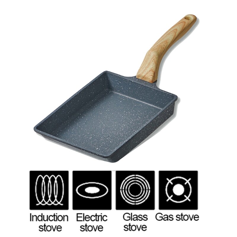 Japanese Stainless Steel Omelette Pan Nonstick Tamagoyaki Gas Egg Pan Retangle Small Frying Pan Pancakes for Stovetop: F