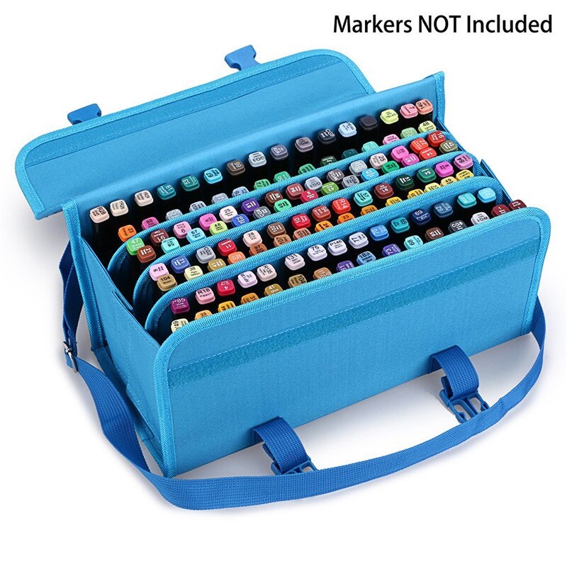 OLIKE Marker 120 Holders Organizer Case Storage for Primascolor Copic Marker So on Fits from 15mm to 22mm Diameter: Blue