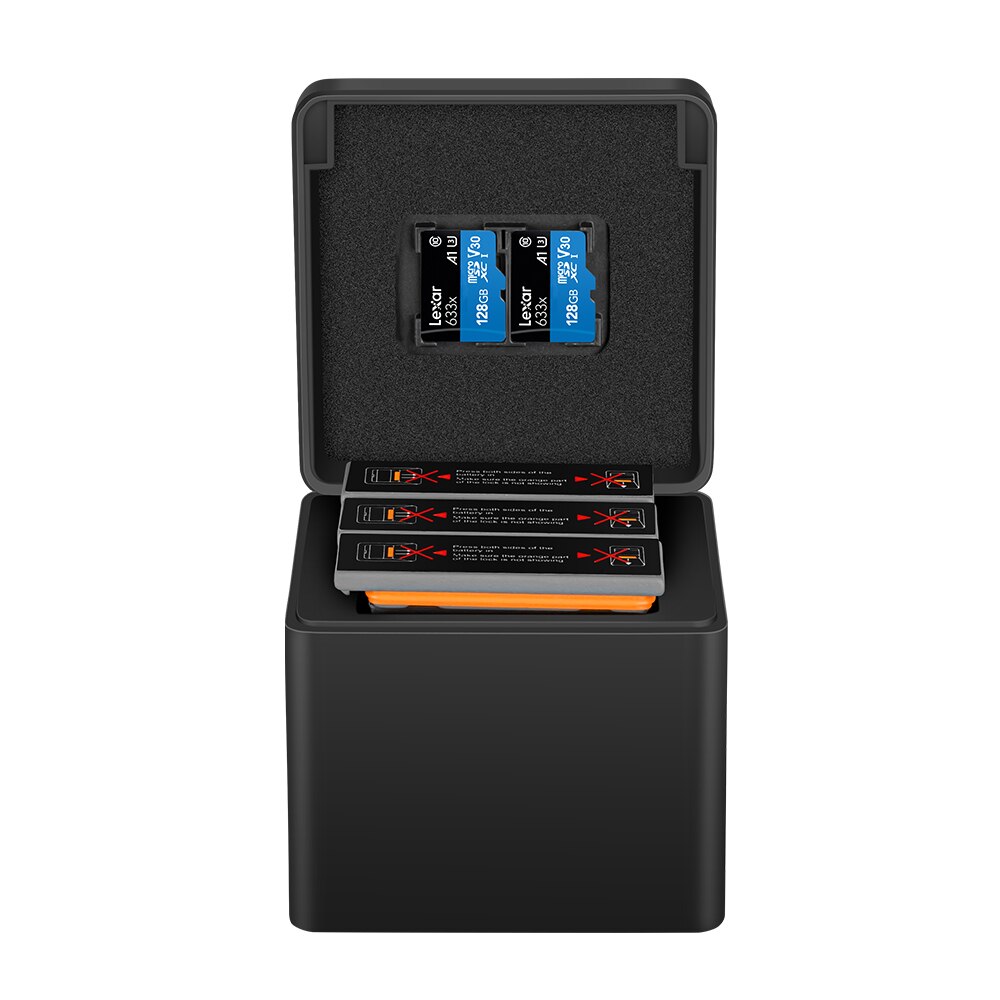 TELESIN-Paquete de 3 baterías + 3 ranuras para cargador de batería, 2 tarjetas TF, caja de almacenamiento para DJI Osmo, accesorios de Cámara de Acción