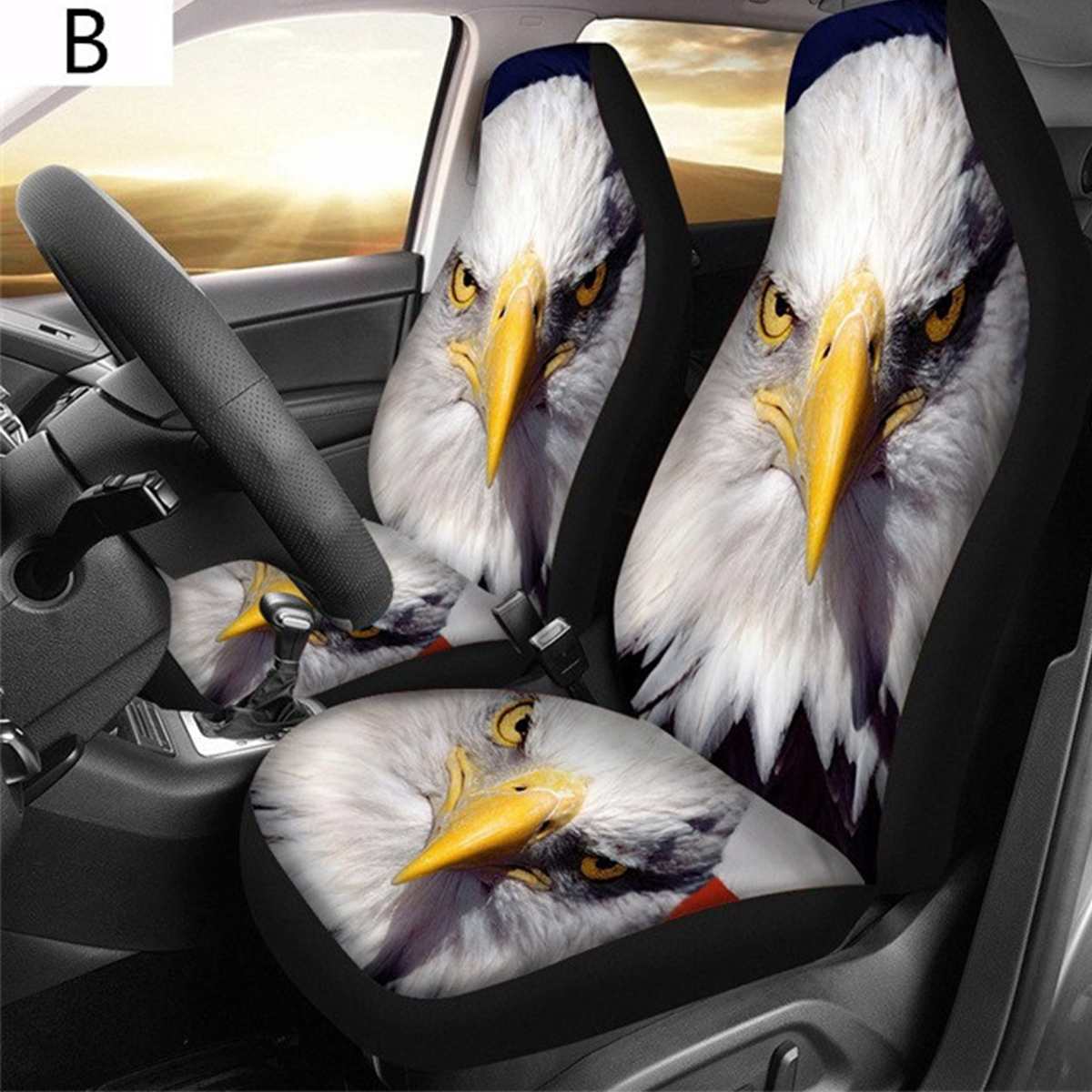 3D Adler Druck Universal- Auto Sitzbezüge Auto Styling Auto Sitz Abdeckung Auto Voller Sitz Abdeckung Schutz Innen Acces 1/2Stck: 1XEagle B