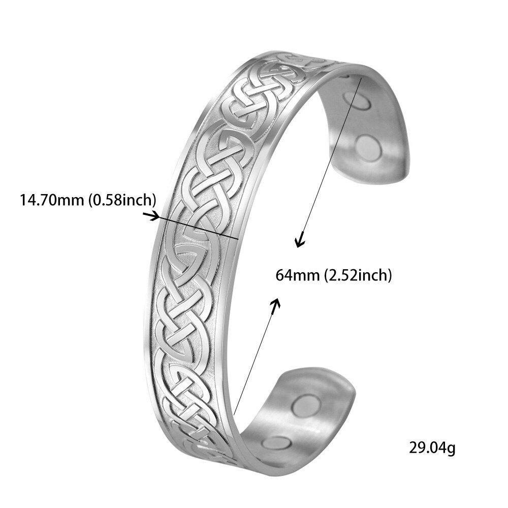 Skyrim Vintage Magnetische Armbanden Manchet Bangle Luck Ierse Knot Celtics Knopen Viking Rvs Armbanden Sieraden voor Vrouwen Mannen: Style 2 steel