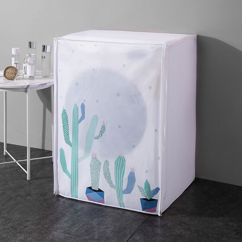 Housse de protection pour Machine à laver, imperméable, anti-poussière, PEVA, fermeture éclair, sèche-linge, accessoires de maison imprimés: Cactus / Drum-M