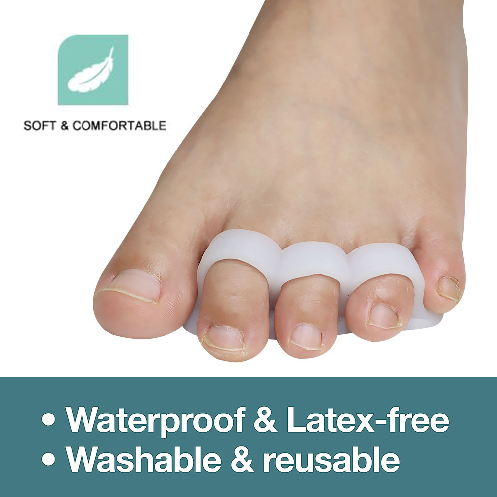 Pexmen 2Pcs/Bag Gel Toe Separators Toe Spacers Straightener for Bunions Hammertoe Overlapping and Claw Toes Reduce Foot Pain