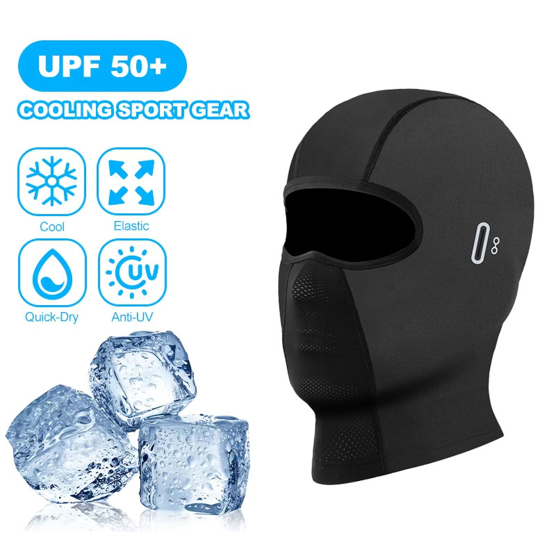 Motorcycle Balaclava Summer UV Protection Glasses Face Breathable Hole Men Women Quick-Drying Motorcyclist Winter Warm Ski Mask: Blue