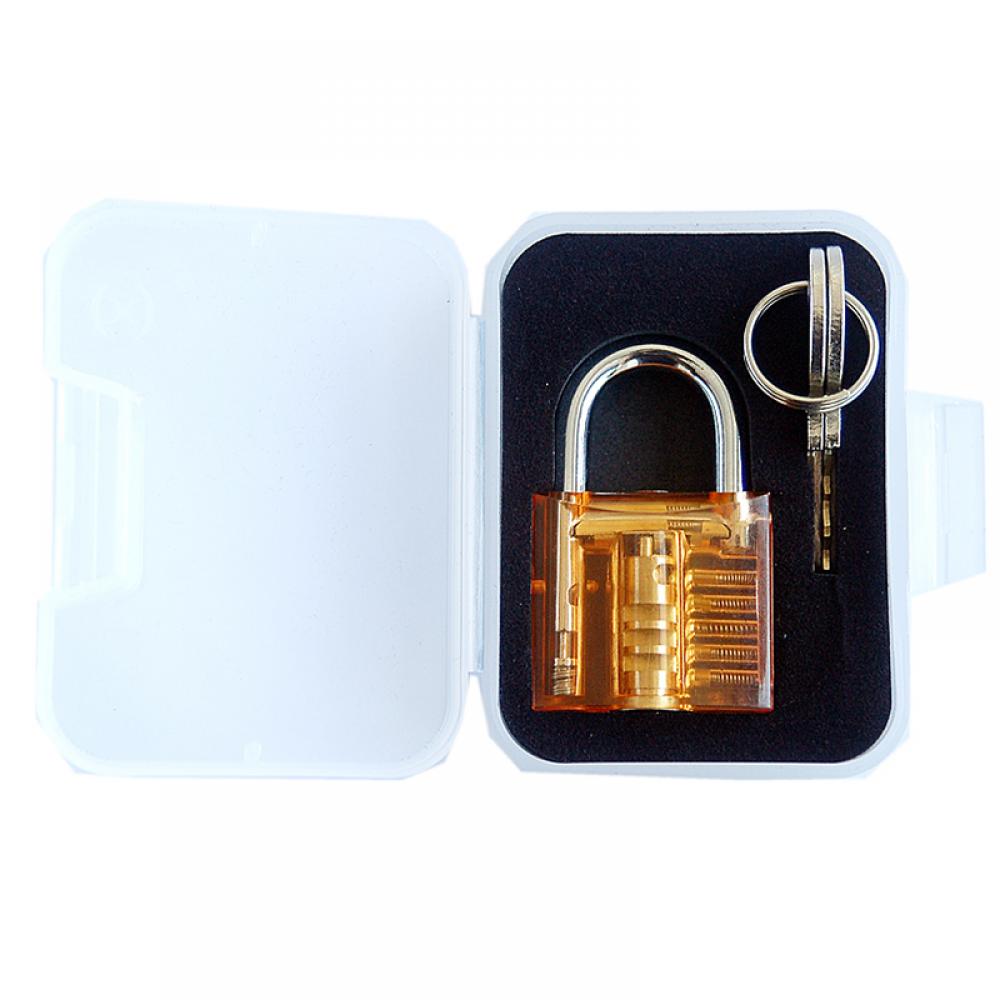 1Pc Clear Crystal Transparent Cutaway Locks Inside View Practice Padlock Visible View Lock Training Skill Locks Keyed Padlock: Yellow