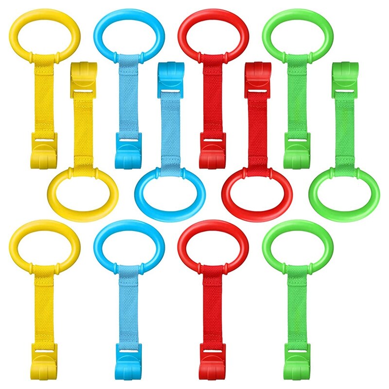 Baby Pull Up Bar Baby Walking Assistant Safety Toddler Pull Up Rings Standing Ring Baby Walking Crib Hook: 12PCS