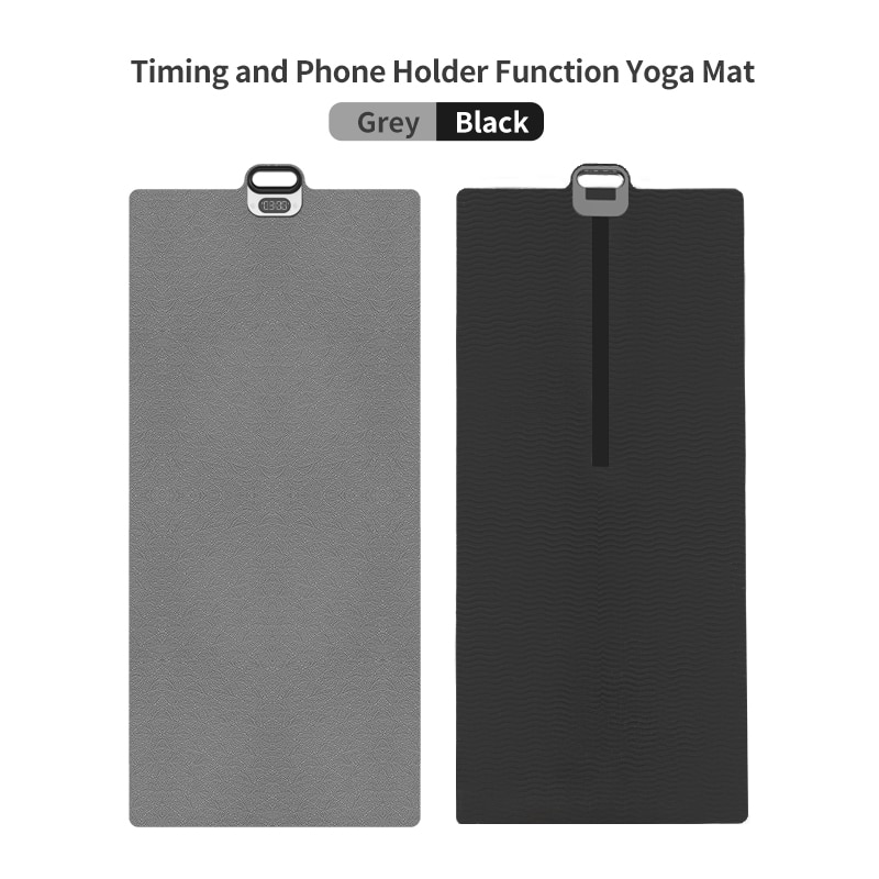 Hoco 3in1 Yoga Mat Timing Met Telefoon Houder Geen-Slip Tpe Sport Gym Mat Fitness 185X61Cm home Fitness Smaakloos Gymnastiek Pads: Black