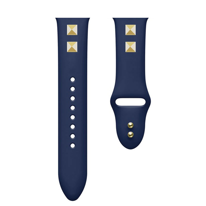 Silikonebesat rem til apple watch series 6 5 4 3 2 rem til iwatch silikone rem punk nitte stil 38mm 40mm 42mm 44mm rem: Grøn blå / 18mm