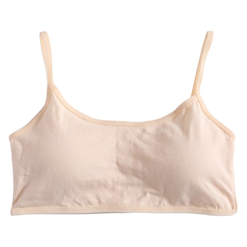 Young Girls Solid Soft Cotton Bra Puberty Teenage Breathable Underwear Kid Cloth: Fleshcolor