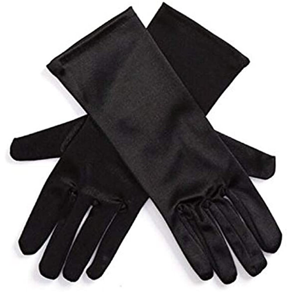 3-10Y Mädchen Satin- Handschuhe Schnee Königin Handschuh Prinzessin Kostüm für freundlicher Party, Hochzeit, Formale Festzug Geburtstag Party: Schwarz