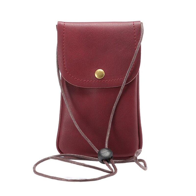 Phone Wallet Purse Shoulder Bag 5.7inch Crossbody Bags for iPhone X 11 Pro 7Plus handbag Scalable Strap Card Slot Phone Bag Case: Dark Red