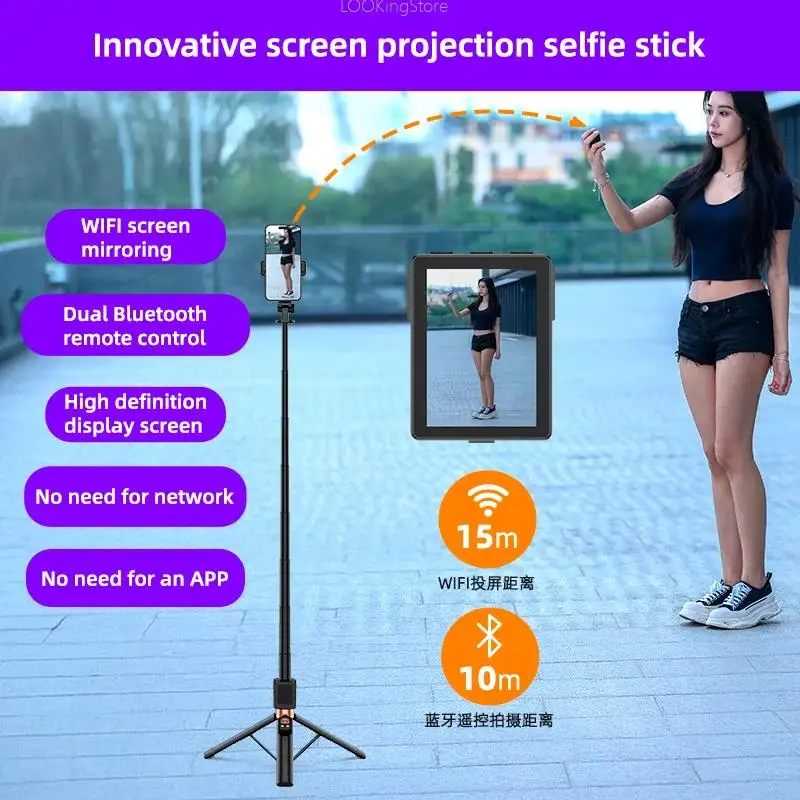 Statyw do selfie z małym ekranem Monitor do selfie ze zdalnym sterowaniem Wysuwany statyw do selfie ze smartfona