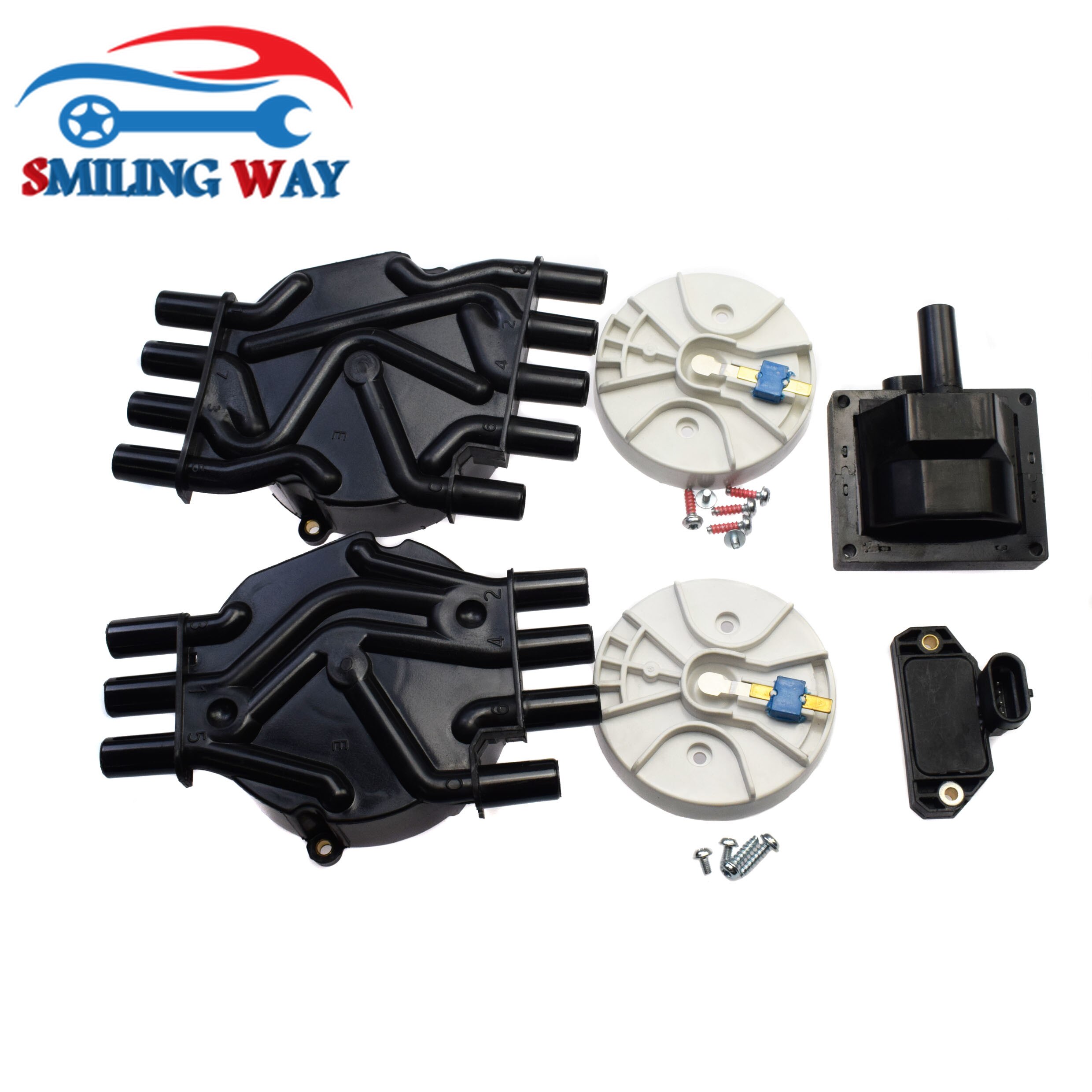 Spark Plug Wires + Distributor Cap Rotor + Ignition Coil + Module For Chevrolet GMC Cadillac Buick Pontiac 10452459 10452458