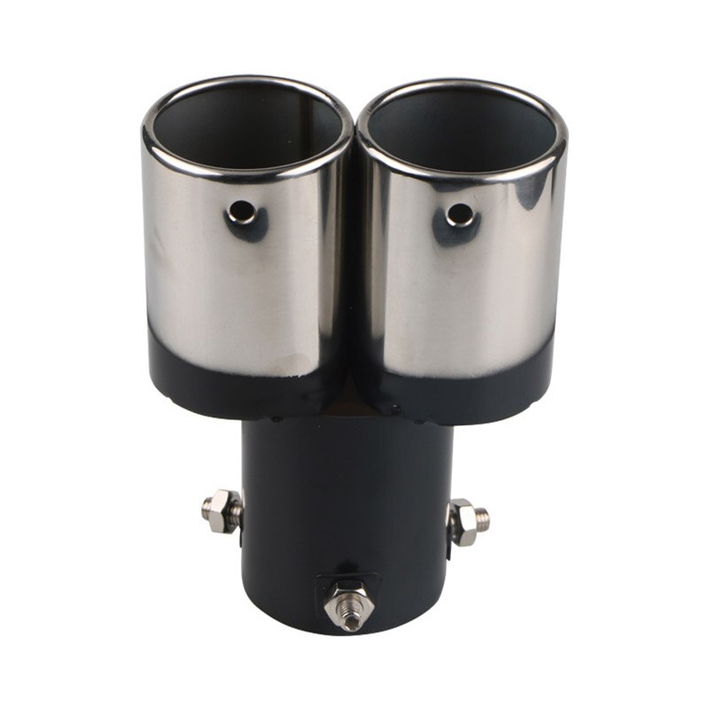 Car Stainless Steel Exhaust Trim Tip Double Muffler Pipe Tail Universal Fit