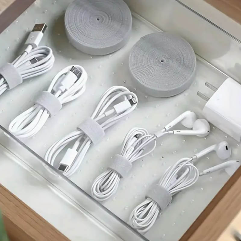 1 rulle 3/5m genanvendelige kabelstropper kabelbindere velcro nylon fastgørelsestape ledningsorganisator til ledninger kabelhåndtering