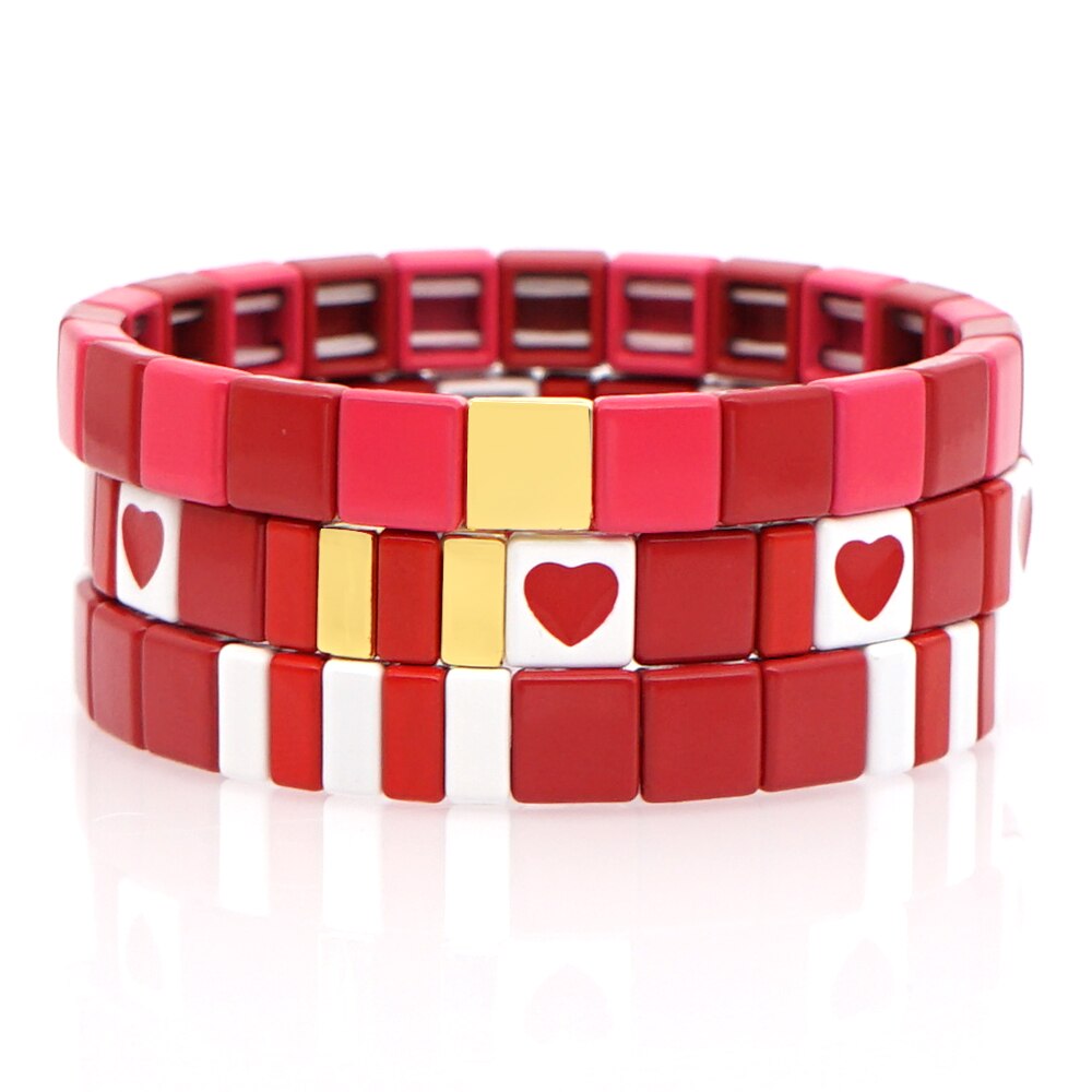 Shinus LOVE Letter Bracelet For Women Enamel Tile Bracelets On Hand Boho Bangle Stretch Pulseras Jewelry: RO-S190057