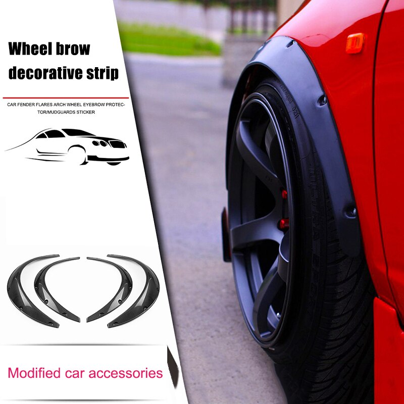 4pcs Black Universal Fenders Flares Flexible Durable PU Auto Car Body Kit Car Fenders Guard NR