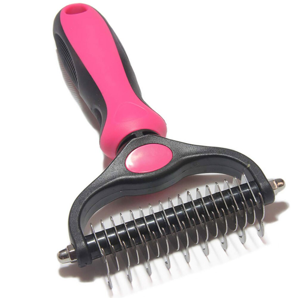 Pet Dog Comb 2 Sided Hair Shedding Comb for Dog Cat Grooming Tool for Pet Fur Remove Dog Cat Slicker Dematting Grooming Comb: Red