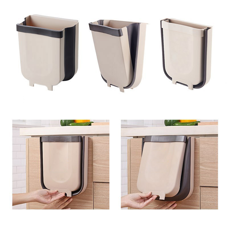 Folding Kitchen Dumpster Wall Mounted Bathroom Trash Can Kitchen Storage and Organization Office and Home Storage Bucket Garbage