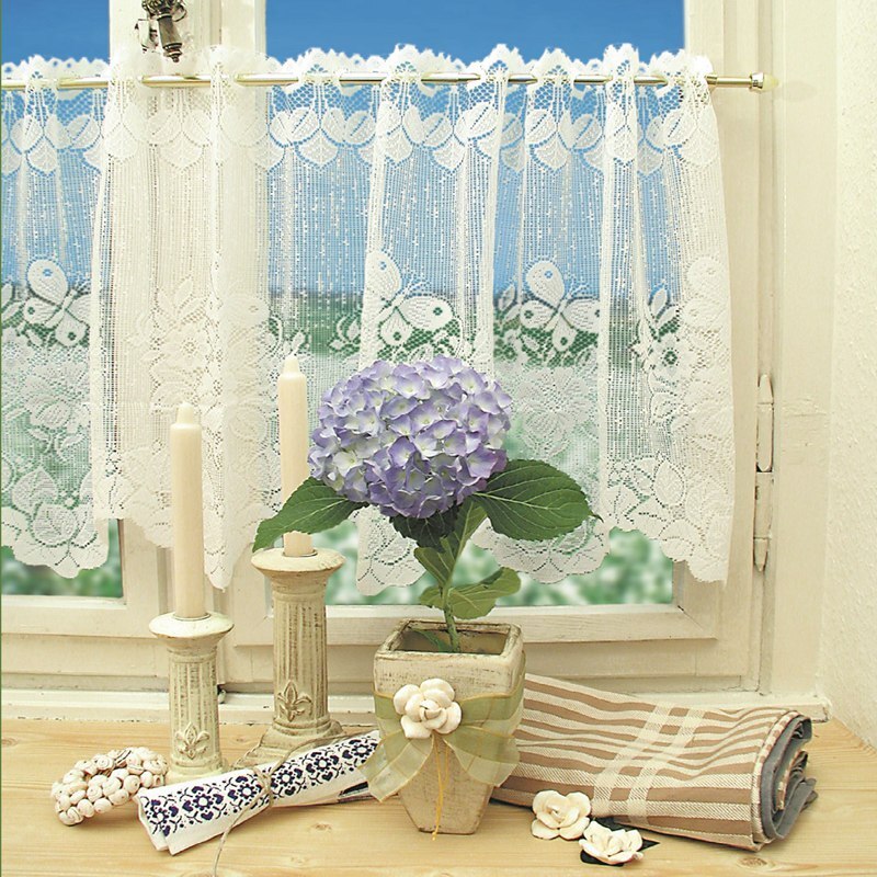 Volant Tule Halve Gordijn Kant Panel Drape Voor Thuis Decoratieve Kant Venster Sheer Deur Korte Gordijnen Ademend Volant