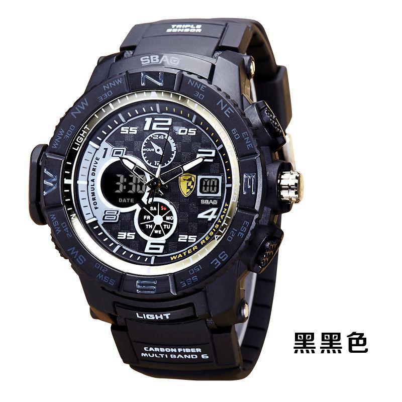 Sbao Sport Watch Men Top Brand Luxury Famous Male Clock Electronic Led Digital Wrist Watches For Hodinky Relogio Masculino: Black Black