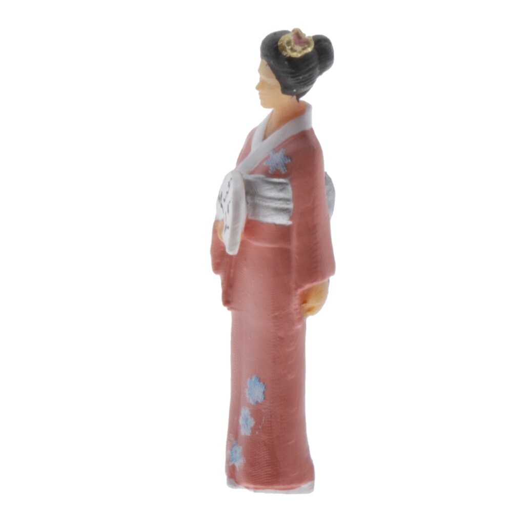 1/64 Japanese Women Mini Figure PVC People Model Sand Table Group DIY Decor: Pink