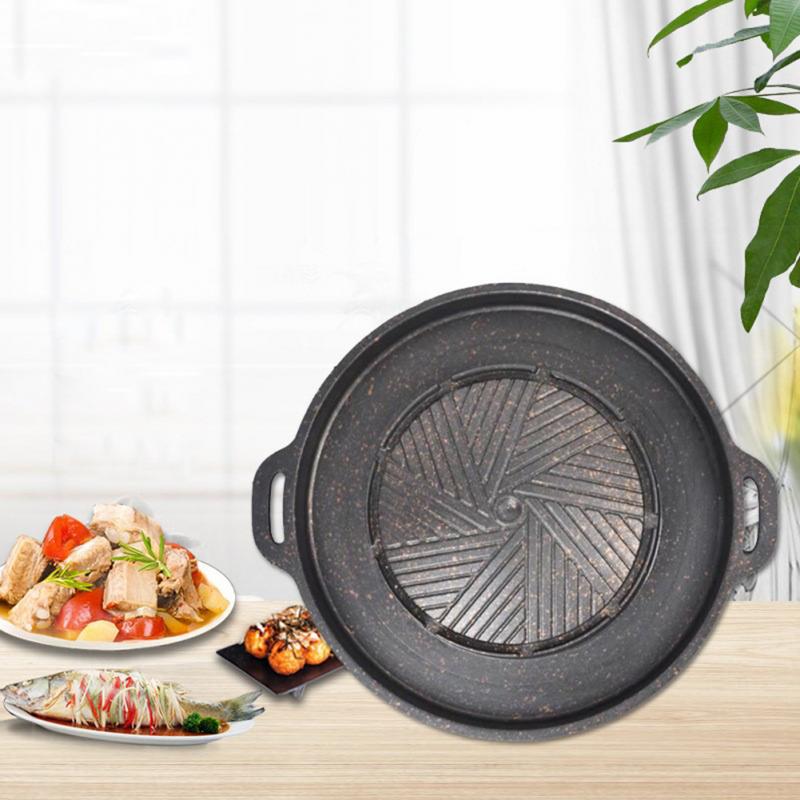 Non-stick Aluminum Alloy Round Shabu-grilled Pan Korean Cassette Grill Pan Small Pot Oil Leaking Pan Restaurant