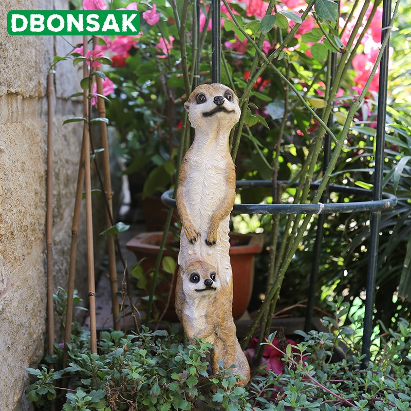 Outdoor Garden Resin Mongoose Crafts Statues Decoration Home Courtyard Balcony Cute Cat Animal Sculptures Decor Park Ornaments