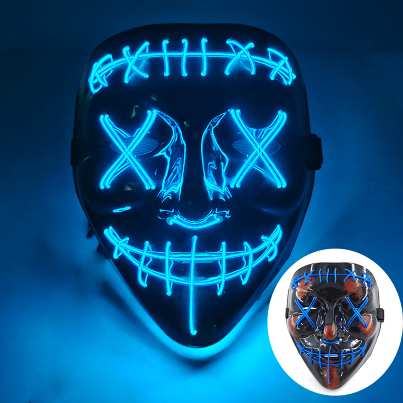 Wireless Scary Glowing Mask LED Luminous Purge Mask Carnival Horror Neon Light Up Cosplay Party Mask Festival Costume Supplies: MULTI